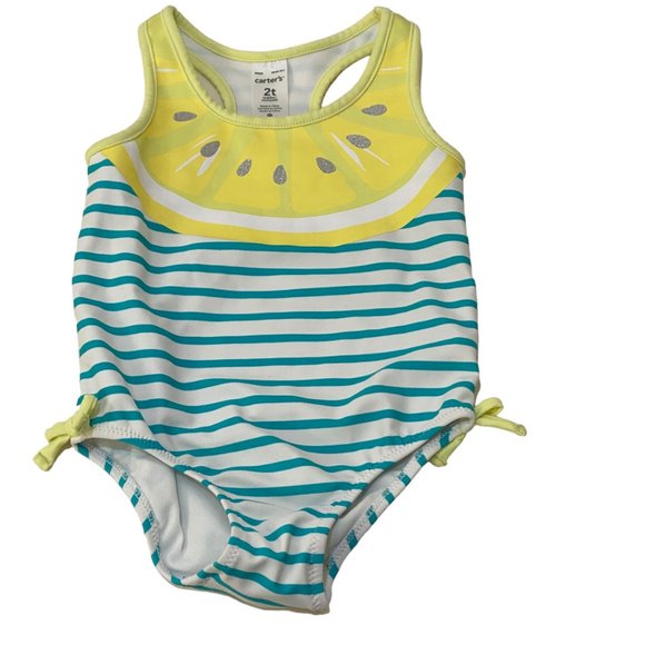 Carter's Girl's Yellow Watermelon One Piece Racer Back Bathing Suit - Picture 5 of 9